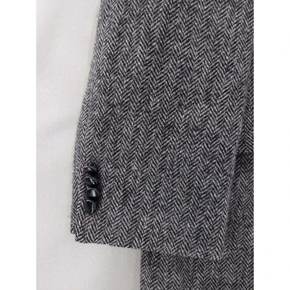 Jos A Bank Blazer Mens 48 Long Grey Harris Tweed Wool Herringbone Sport Coat